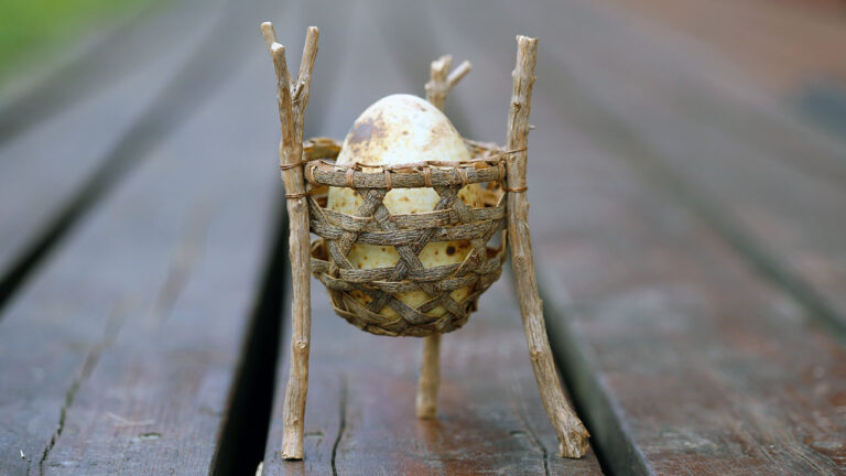 Lille beholder af diagonal flettet pilebark